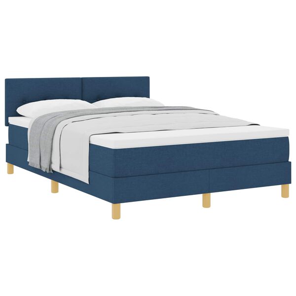 vidaXL Lit &agrave; ressorts avec matelas Bleu 140 x 200 cm tissu