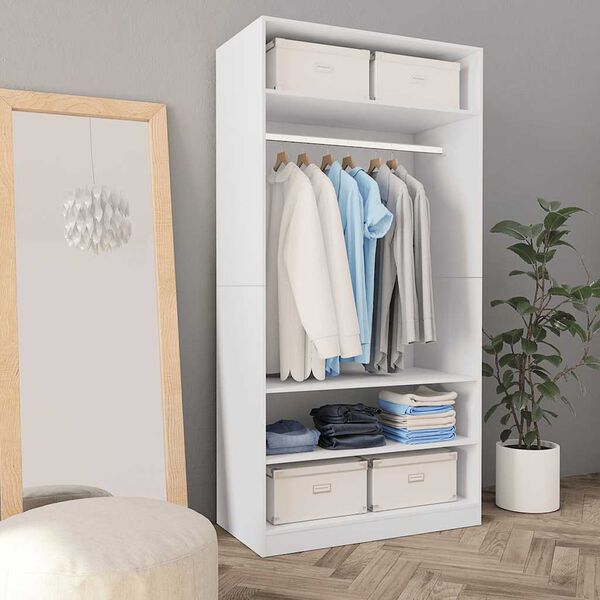 vidaXL Garde-robe Blanc 100 x 50 x 200 cm Bois d'ing&eacute;nierie