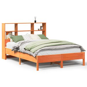 vidaXL Lit biblioth&egrave;que sans matelas cire marron 140x200 cm pin massif