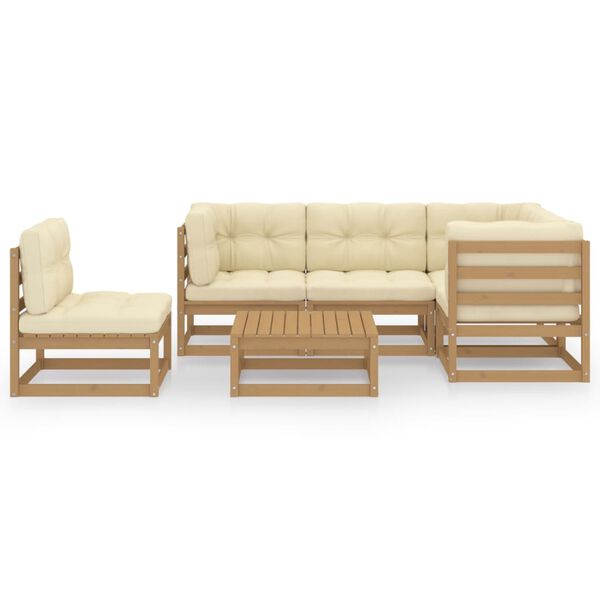 vidaXL Salon de jardin 6 pcs avec coussins Bois de pin massif