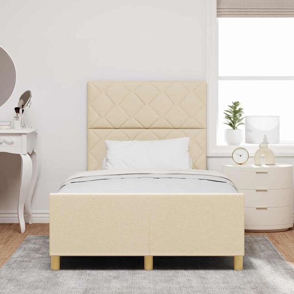 vidaXL Cadre de lit avec t&ecirc;te de lit Cr&egrave;me 120 x 200 cm tissu