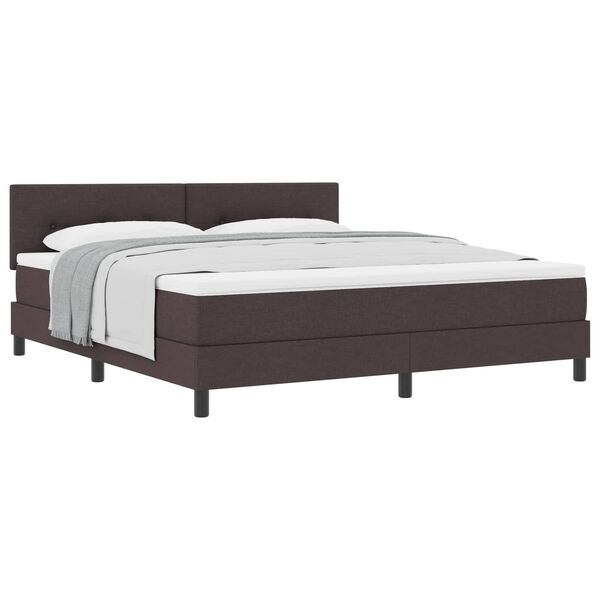 vidaXL Lit &agrave; ressorts avec matelas Marron fonc&eacute; 180 x 200 cm tissu