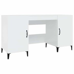 vidaXL Bureau Blanc brillant 140x50x75 cm Bois d'ing&eacute;nierie