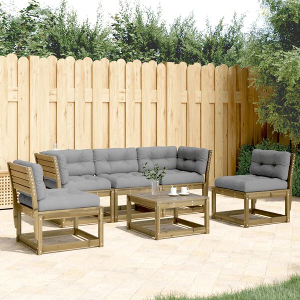 vidaXL Salon de jardin 5 pcs avec coussins bois de pin impr&eacute;gn&eacute;