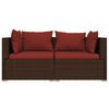 vidaXL Salon de jardin 3 pcs avec coussins Marron R&eacute;sine tress&eacute;e