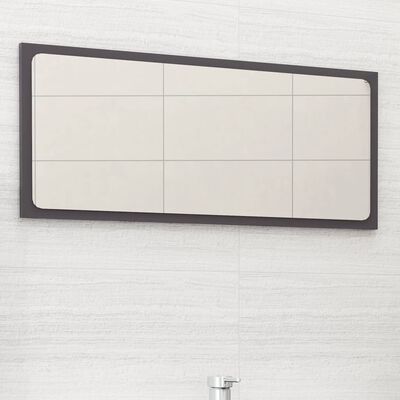 vidaXL Miroir de salle de bain Gris brillant 80x1,5x37 cm Aggloméré