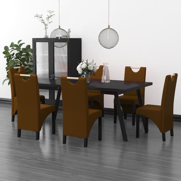 vidaXL Chaises &agrave; manger lot de 6 marron similicuir