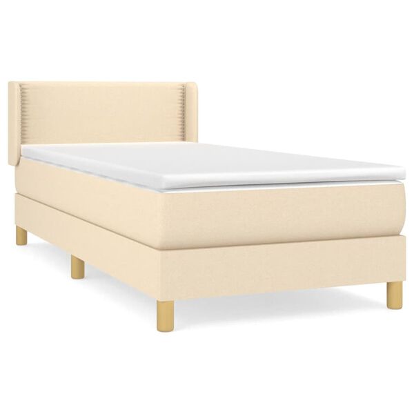 vidaXL Sommier &agrave; lattes de lit avec matelas Cr&egrave;me 100x200 cm Tissu