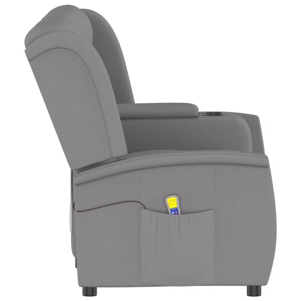 vidaXL Fauteuil de massage inclinable porte-gobelet 4places gris clair