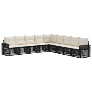 vidaXL Ensemble de canap&eacute; de jardin 9 pc Noir et blanc cr&egrave;me polyrotin
