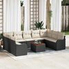 vidaXL Ensemble de canap&eacute; de jardin avec coussin 10 pcs Noir polyrotin
