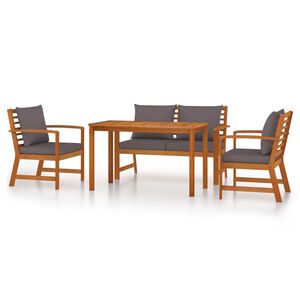 vidaXL Ensemble &agrave; manger de jardin 4 pcs coussins Bois acacia