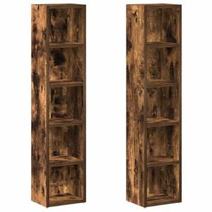 vidaXL Armoires à CD 2 pcs Chêne fumé 21x16x93,5 cm Bois d'ingénierie
