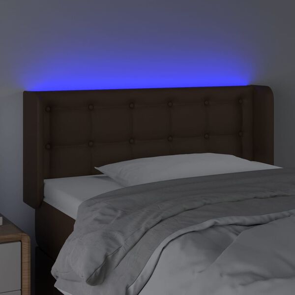 vidaXL T&ecirc;te de lit &agrave; LED Marron 103x16x78/88 cm Similicuir