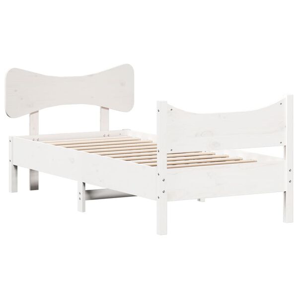 vidaXL Cadre de lit sans matelas blanc 75x190 cm bois de pin massif