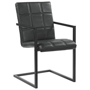 vidaXL Chaises &agrave; manger cantilever lot de 2 noir cuir v&eacute;ritable
