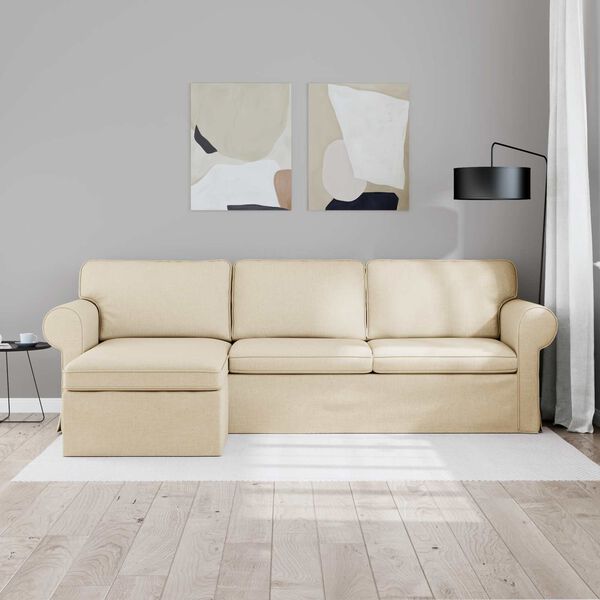 vidaXL Canap&eacute; 210cm Cr&egrave;me M&eacute;tал