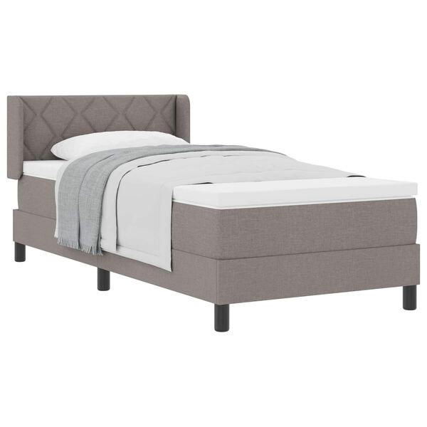 vidaXL Lit &agrave; ressorts avec matelas Taupe 200 x 100 cm tissu