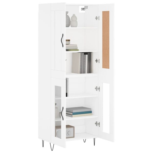 vidaXL Buffet haut Blanc 69,5x34x180 cm Bois d'ing&eacute;nierie