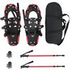 vidaXL Raquettes &agrave; neige 3 EN 1 avec b&acirc;tons de randonn&eacute;e Rouge et Noir