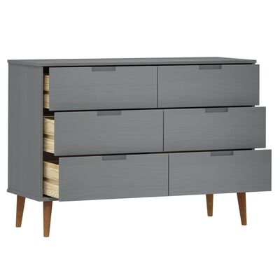 vidaXL Commode MOLDE Gris 113x40x80 cm Bois de pin massif