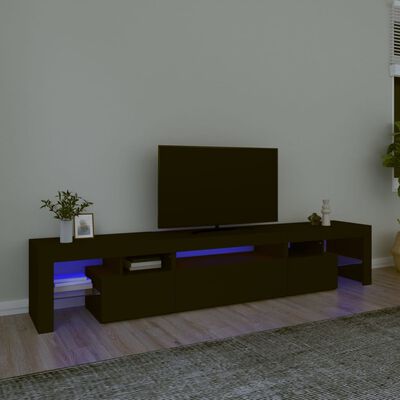 vidaXL Meuble TV avec lumières LED Noir 215x36,5x40 cm