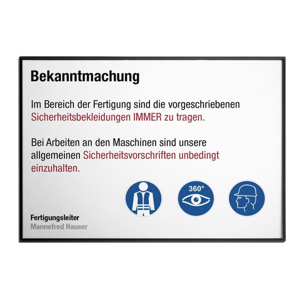 MOEDEL Panneau informatif A4 Noir