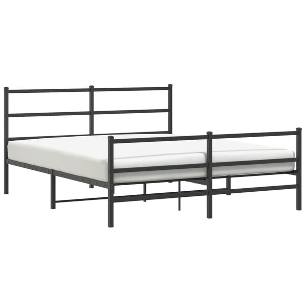 vidaXL Cadre de lit métal sans matelas avec pied de lit noir 150x200cm