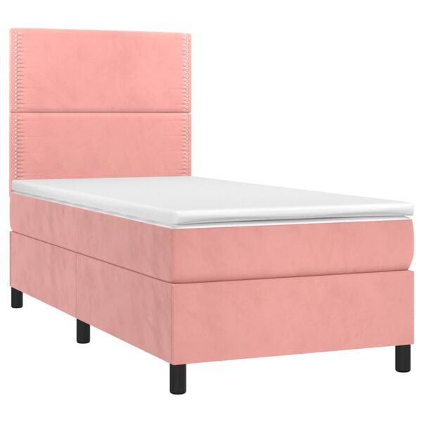 vidaXL Sommier &agrave; lattes de lit avec matelas Rose 100x200 cm Velours