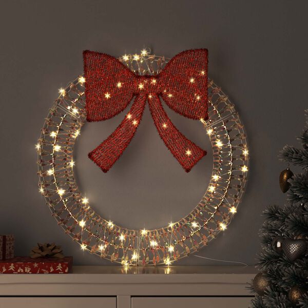 vidaXL Couronne avec 60 LED Blanc chaud 76 x 76 x 8 cm PET
