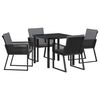 vidaXL Ensemble de salle &agrave; manger pour jardin 5 pc Noir