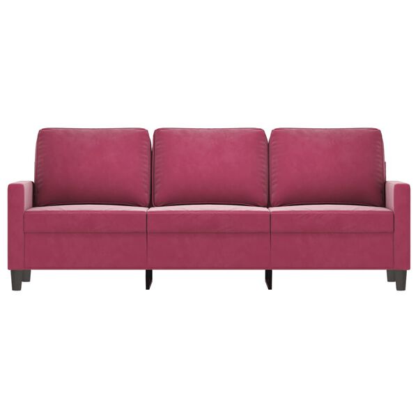 vidaXL Canap&eacute; &agrave; 3 places Rouge bordeaux 180 cm Velours