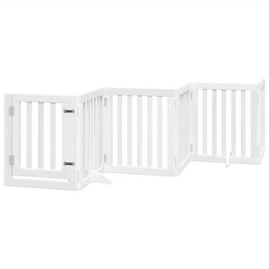 vidaXL Barri&egrave;re pour chiens et porte 6 panneaux blanc bois de peuplier