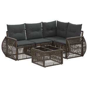 vidaXL Ensemble de canap&eacute; de jardin 5 pc Gris et Gris fonc&eacute; polyrotin
