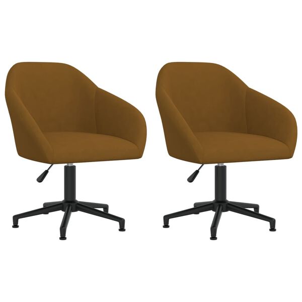vidaXL Chaises pivotantes &agrave; manger lot de 2 marron velours