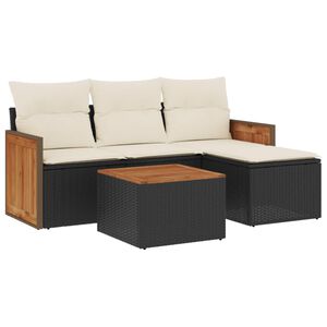 vidaXL Salon de jardin 5 pcs avec coussins noir r&eacute;sine tress&eacute;e