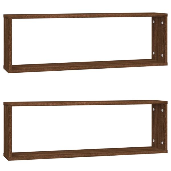 vidaXL &Eacute;tag&egrave;res murales cubiques 2 pcs Ch&ecirc;ne marron 80x15x26,5 cm