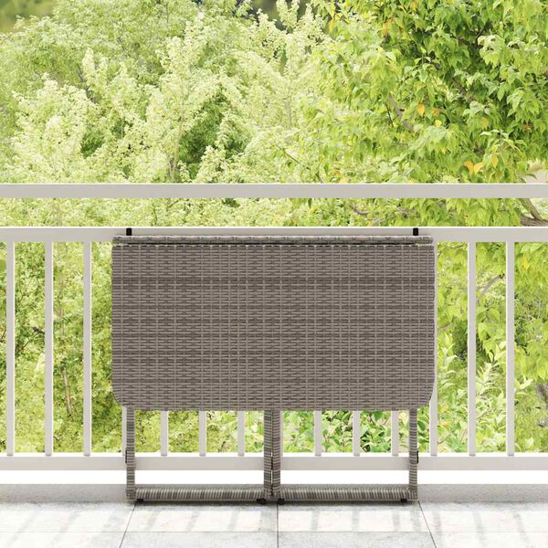 VidaXL Table de jardin pliante gris 90 x 51 x 75 cm polyrotin