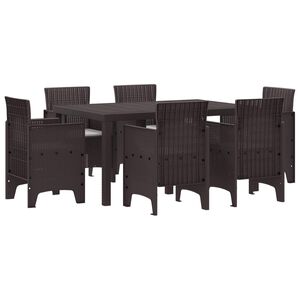 vidaXL Ensemble de salle &agrave; manger pour jardin 7 pcs Marron Rattan Polt