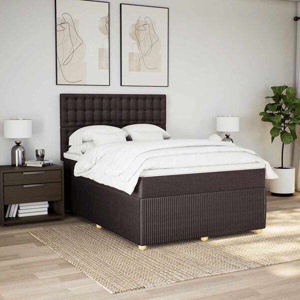 vidaXL Sommier &agrave; lattes de lit avec matelas Marron fonc&eacute; 140x190 cm