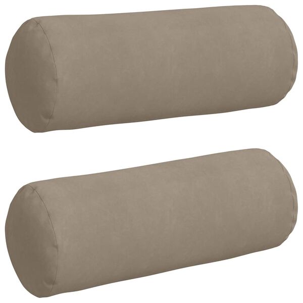 vidaXL Coussins d'accent 2 pcs Taupe Ø 25 x 70 cm Tissu en microfibre