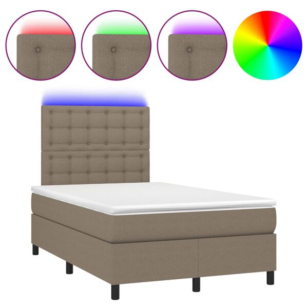 vidaXL Sommier &agrave; lattes de lit avec matelas et LED Taupe 120x200 cm