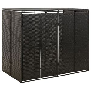 vidaXL Abri pour poubelle double Noir 140x80x117 cm R&eacute;sine tress&eacute;e
