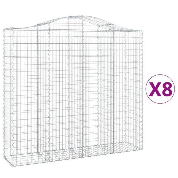 vidaXL Paniers &agrave; gabions arqu&eacute;s 8 pcs 200x50x180/200 cm Fer galvanis&eacute;