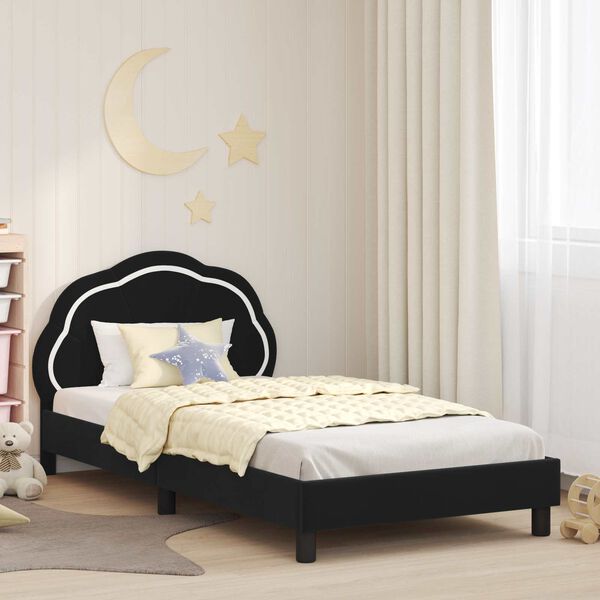vidaXL Cadre de lit pour enfants avec t&ecirc;te de lit Noir 80 x 200 cm