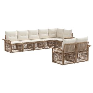 vidaXL Ensemble de canap&eacute; de jardin 8 pc Beige polyrotin