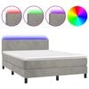 vidaXL Sommier &agrave; lattes de lit avec matelas LED Gris clair 140x190 cm