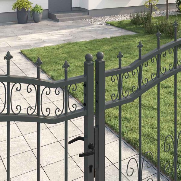 vidaXL Portail de cl&ocirc;ture avec pointe Gris 305 x 175 cm Acier