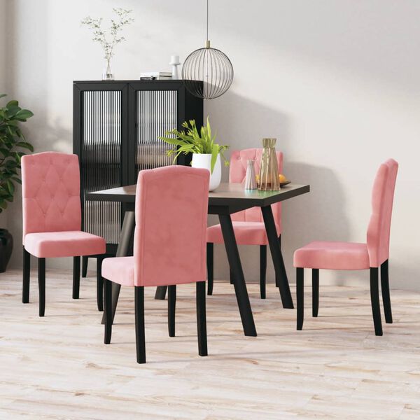 vidaXL Chaises &agrave; manger lot de 4 Rose Velours