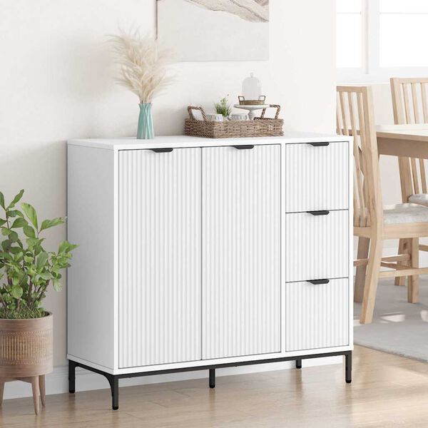 vidaXL Buffet avec tiroir Blanc 89,5 x 33 x 82 cm Bois d'ing&eacute;nierie